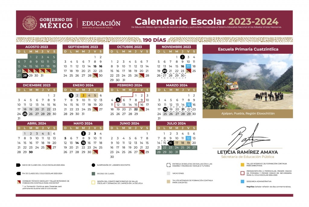 Calendario Ciclo Escolar 2023-2024 (o)