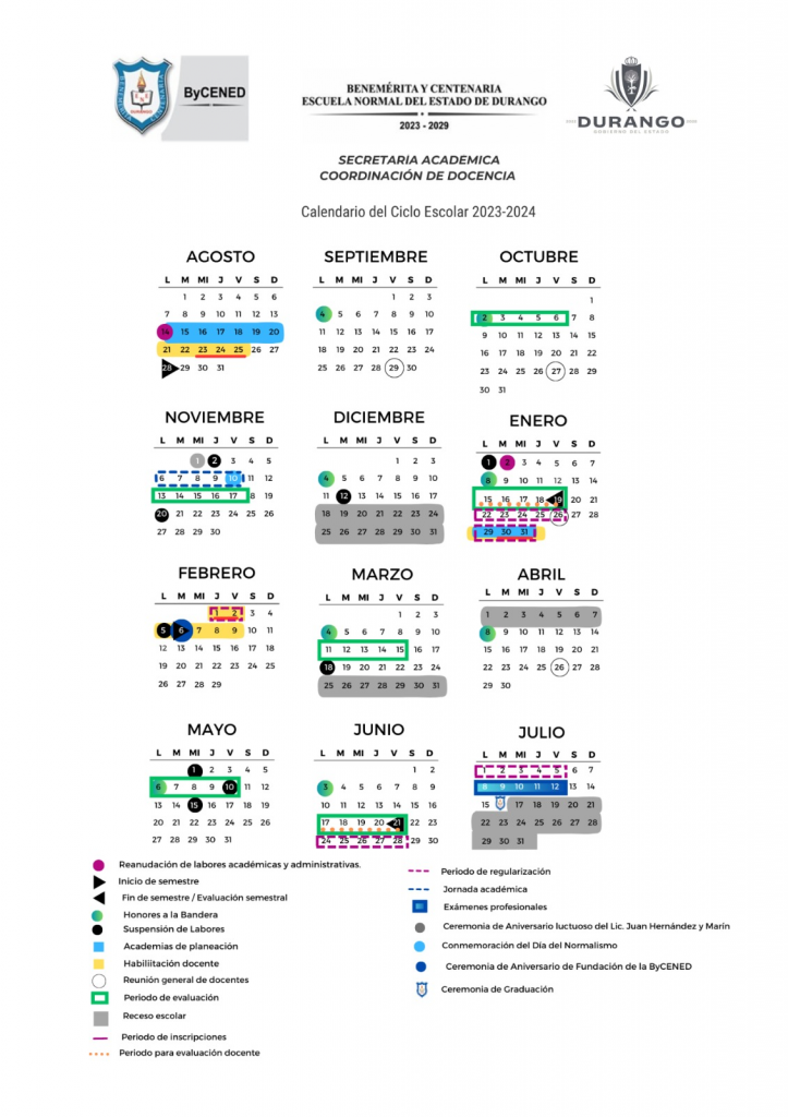 Calendario Ciclo Escolar 2023-2024